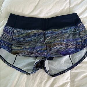 lululemon speed up shorts size 6 blue yellow multi